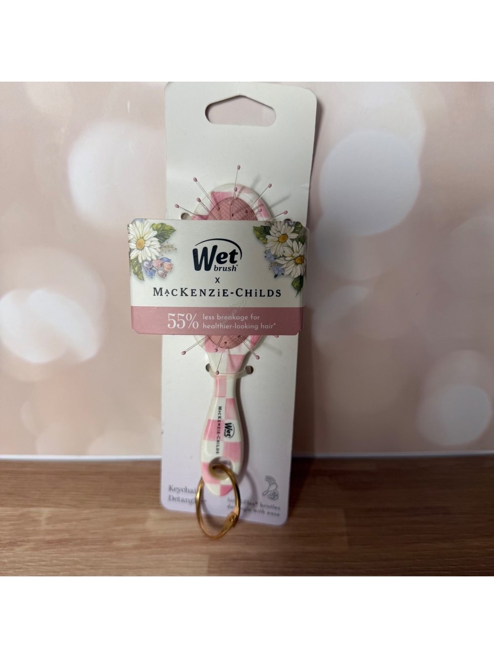 Mackenzie-Childs x Wet Brush Keychain Detangler Pink Check | New